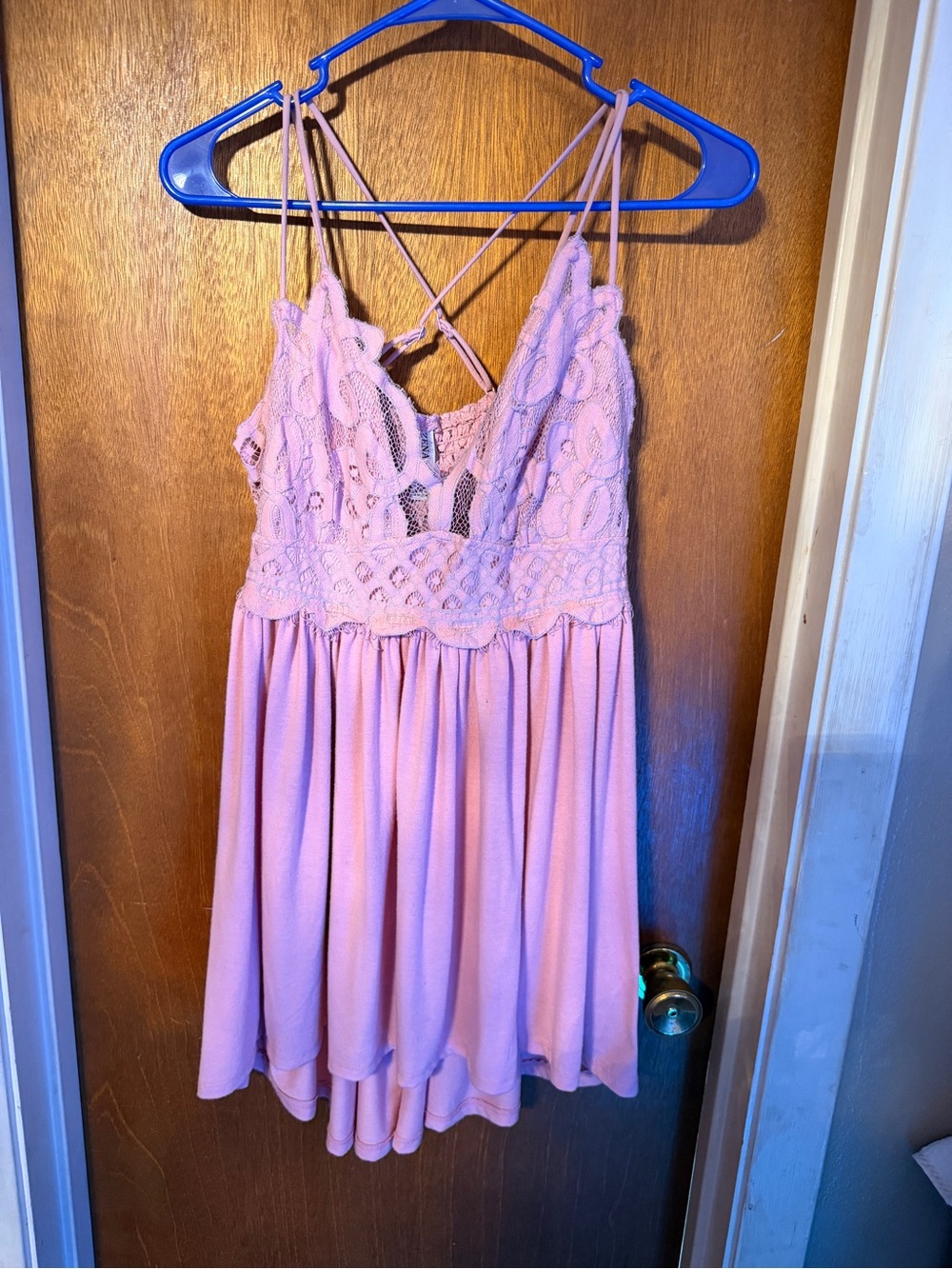 Zenana Outfitters Dusty Pink Lace Bodice Tank Dress